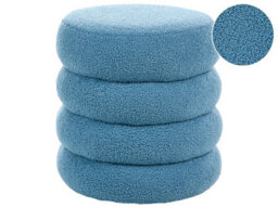 Wyld And Coco Blue Bouclé Round Pouffe - Versatile Footstool, Side Table And Occasional Seat, W43 X D43 X H47Cm - thumbnail 3