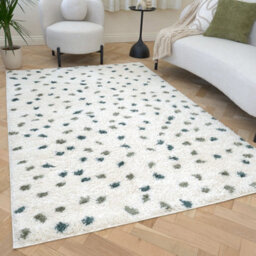 The Rugs Moodi Shaggy Green Drizzle Rug Runner Dots Thick High Pile For Living Rooms, Bedrooms, Hallways, Kitchens - thumbnail 7