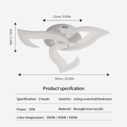 Pheashine Modern Acrylic Ceiling Lamp,3000K-6500K, Ceiling Lighting Fixture With Remote Control For Bedroom Livingroom - thumbnail 5