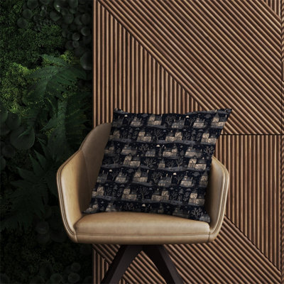 Warren Reed Designer Spooky Haunted Houses Outdoor Cushion 60Cm X 60Cm