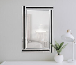 Mirroroutlet Dalton Black And Clear Bevelled Triple Edge Wall Mirror 68 X 56Cm - thumbnail 2