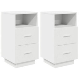 Berkfield Bedside Cabinets 2 Pcs With 2 Drawers White 36X36X68 Cm - thumbnail 2