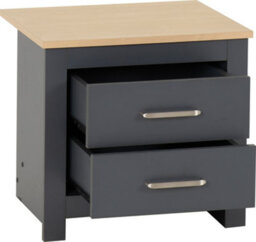 Seconique Portland 2 Drawer Bedside In Grey With Oak Effect Finish - thumbnail 3