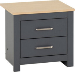 Seconique Portland 2 Drawer Bedside In Grey With Oak Effect Finish