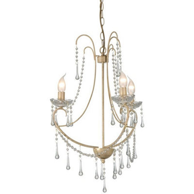 Luminosa Lighting Luminosa Romance 3 Light Multi Arm Chandeliers Beige Gold