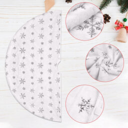 Neel Blue 1 Metre White Velvet Christmas Tree Skirt With Silver Snowflakes Pattern Tree Base - thumbnail 2