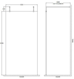 Balterley Hollinsclough Contemporary Bathroom 8mm Glass Bathroom Wetroom Screen With Arms & Feet, Matt Black, 1950 X 1000 X 14mm - thumbnail 4