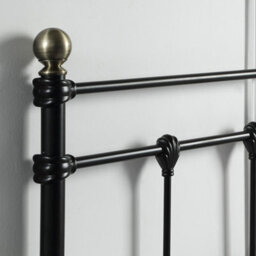 SlumberWorx Bayford Traditional Black With Brass Knobs King Size Metal Bed Frame - thumbnail 4