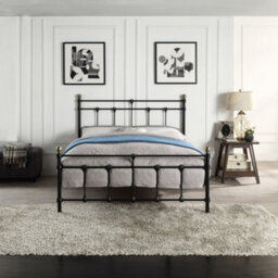 SlumberWorx Bayford Traditional Black With Brass Knobs King Size Metal Bed Frame - thumbnail 2