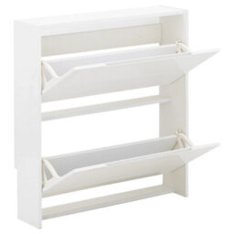 2 Tier White Narrow High Gloss Shoe Cabinet - thumbnail 5