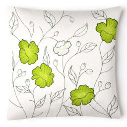 Intimates Embroidered Detail Faux Silk Cushion, Zip Closure, Machine Washable - Lime - thumbnail 1