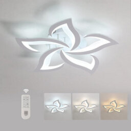 Pheashine White Acrylic 5 Petal Led Ceiling Light 40W Stepless Dimmable 3000 6500K With Remote For Bedroom, Living Room, Kitchen - thumbnail 1