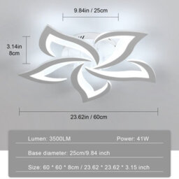 Pheashine White Acrylic 5 Petal Led Ceiling Light 40W Stepless Dimmable 3000 6500K With Remote For Bedroom, Living Room, Kitchen - thumbnail 3