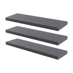 Harbour Housewares 80Cm Floating Wall Shelves- Grey - Photo Gallery Bookshelf Wall Shelves For Storage & Display - Set Of 3 - thumbnail 1