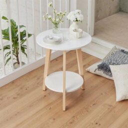 Warm White Side Table Couch End Table Coffee Tea Snack Desk For Living Room Bedroom - thumbnail 5