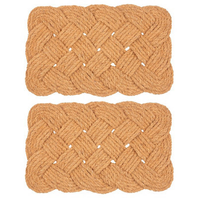 Nicola Spring Coir Knotted Door Mats - 68 X 43Cm - 2X Indoor Outdoor Floor Mat Entry Dirt Trapper Rug Boot Scraper Doormat - image 1