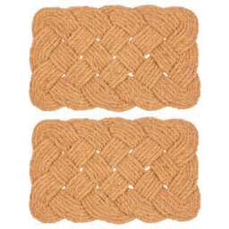 Nicola Spring Coir Knotted Door Mats - 68 X 43Cm - 2X Indoor Outdoor Floor Mat Entry Dirt Trapper Rug Boot Scraper Doormat - thumbnail 1