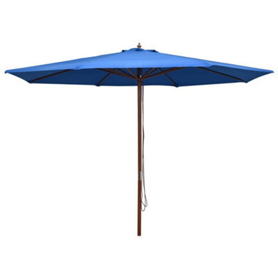 Berkfield Outdoor Parasol With Wooden Pole 350 Cm Blue - image 1