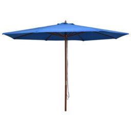 Berkfield Outdoor Parasol With Wooden Pole 350 Cm Blue - thumbnail 1