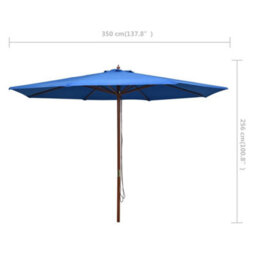 Berkfield Outdoor Parasol With Wooden Pole 350 Cm Blue - thumbnail 6