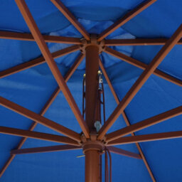 Berkfield Outdoor Parasol With Wooden Pole 350 Cm Blue - thumbnail 5