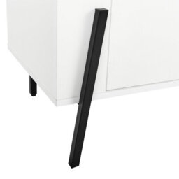 Wyld And Coco White Tv Stand With Industrial Metal Legs, Two Cabinets And Drawer, Supports Up To 75-Inch Tvs - thumbnail 9