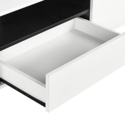 Wyld And Coco White Tv Stand With Industrial Metal Legs, Two Cabinets And Drawer, Supports Up To 75-Inch Tvs - thumbnail 8