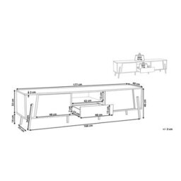 Wyld And Coco White Tv Stand With Industrial Metal Legs, Two Cabinets And Drawer, Supports Up To 75-Inch Tvs - thumbnail 4