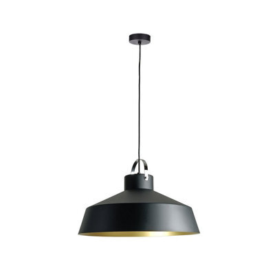 Luminosa Lighting Luminosa Asner Dome Pendant Ceiling Light Black, Gold 1X E27 - image 1