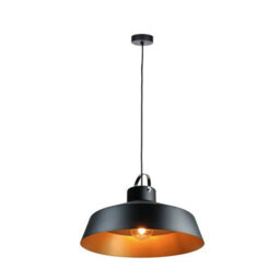 Luminosa Lighting Luminosa Asner Dome Pendant Ceiling Light Black, Gold 1X E27 - thumbnail 3