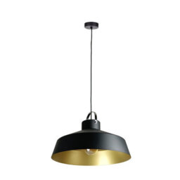 Luminosa Lighting Luminosa Asner Dome Pendant Ceiling Light Black, Gold 1X E27 - thumbnail 4