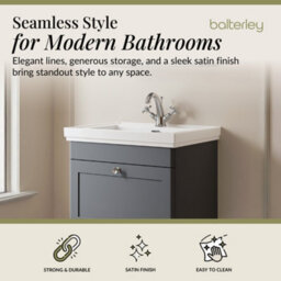 Balterley Swynnerton Traditional Bathroom Wall Hung 1-Drawer Vanity Unit & Fireclay Basin, Dark Grey, 600mm - thumbnail 2