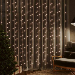 Berkfield Decorative Led Curtain Fairy Lights 3X3M 300 Led Warm White 8 Function - thumbnail 2