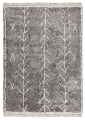 Grey Shaggy Kilim Luxurious Modern Moroccan Rug For Dining Room-160Cm X 230Cm - image 1