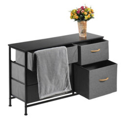 Simpa 5 Drawer Fabric Storage Tower Chest - Grey - thumbnail 3