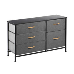 Simpa 5 Drawer Fabric Storage Tower Chest - Grey - thumbnail 2