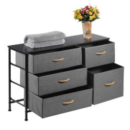 Simpa 5 Drawer Fabric Storage Tower Chest - Grey - thumbnail 5