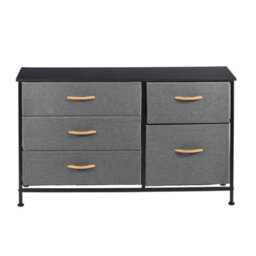 Simpa 5 Drawer Fabric Storage Tower Chest - Grey - thumbnail 4