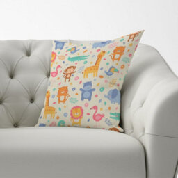 Warren Reed Designer Cute Pastel Jungle Animals Cushions 60Cm X 60Cm - thumbnail 2