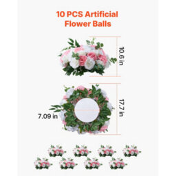 Vevor Flower Ball Arrangement Bouquet 10 Pcs, 17.7-Inch Max Diameter Artificial Flower Balls Wedding Table Centerpieces - thumbnail 3