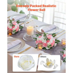 Vevor Flower Ball Arrangement Bouquet 10 Pcs, 17.7-Inch Max Diameter Artificial Flower Balls Wedding Table Centerpieces - thumbnail 2