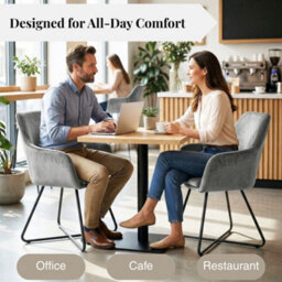 Evre Josie Silver Velvet Dining Chairs Set Of 2 Upholstered Chairs With Arms & Metal Legs - thumbnail 6