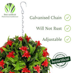 Best Artificial 23Cm Red Lily Hanging Basket Flower Topiary Ball - Suitable For Outdoor Use - Weather & Fade Resistant - thumbnail 5
