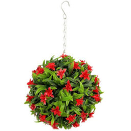 Best Artificial 23Cm Red Lily Hanging Basket Flower Topiary Ball - Suitable For Outdoor Use - Weather & Fade Resistant - thumbnail 2