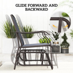 Outsunny 3 Pcs Outdoor Sling Fabric Rocking Glider Chair W/ Table Set Grey - thumbnail 4