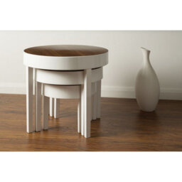 Orsina Modern Design Nest Of 3 White High Gloss Table, Space Saving Nesting Tables, Stackable Design Side Tables - thumbnail 5
