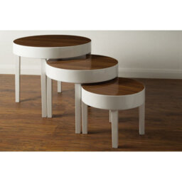 Orsina Modern Design Nest Of 3 White High Gloss Table, Space Saving Nesting Tables, Stackable Design Side Tables - thumbnail 4