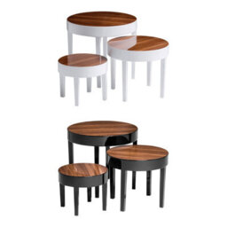 Orsina Modern Design Nest Of 3 White High Gloss Table, Space Saving Nesting Tables, Stackable Design Side Tables - thumbnail 2
