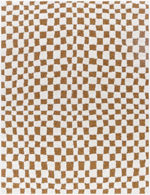 Livabliss Freud-Modern Ivory Brown High Pile Checkered Living Dining Bedroom Rug 160 X 213 Cm Easy Care, Non Shedding - image 1