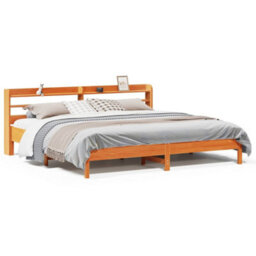 Berkfield Bed Frame Without Mattress Wax Brown 200X200 Cm Solid Wood Pine - thumbnail 2